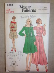 8399 VOGUE 72 LS FRONT BUTTON INSET DRESS 3 LENGTHS PATTERN 10